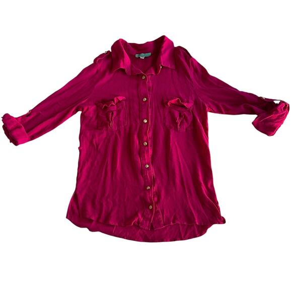Womens Top Size Large Magenta Button Down Workwear Office Attire Outdoorsy Work - Picture 1 of 9